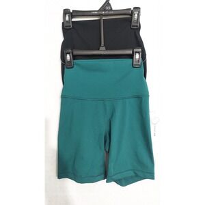 Yogalicious Lux Women's SX 2 Pack Shorts Black‎ Teal Green High Rise Yoga